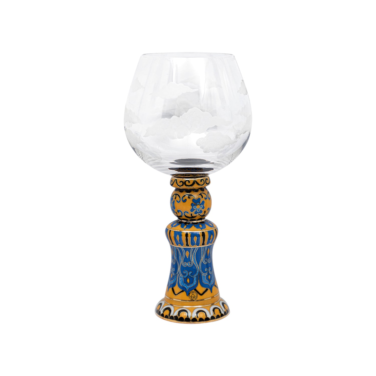 Crystal Goblet set with Chinese Cloisonne base (3pcs/set)