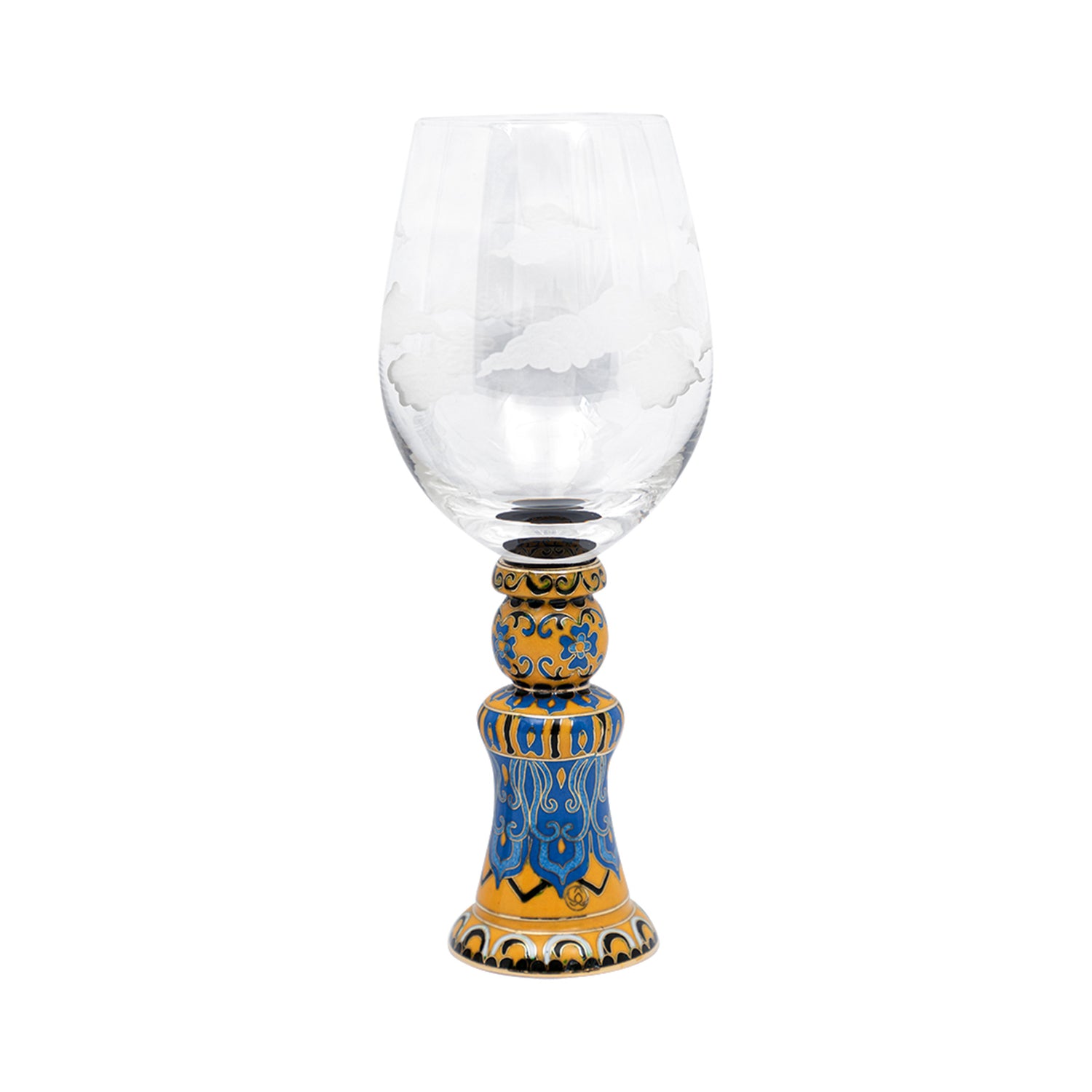 Crystal Goblet set with Chinese Cloisonne base (3pcs/set)