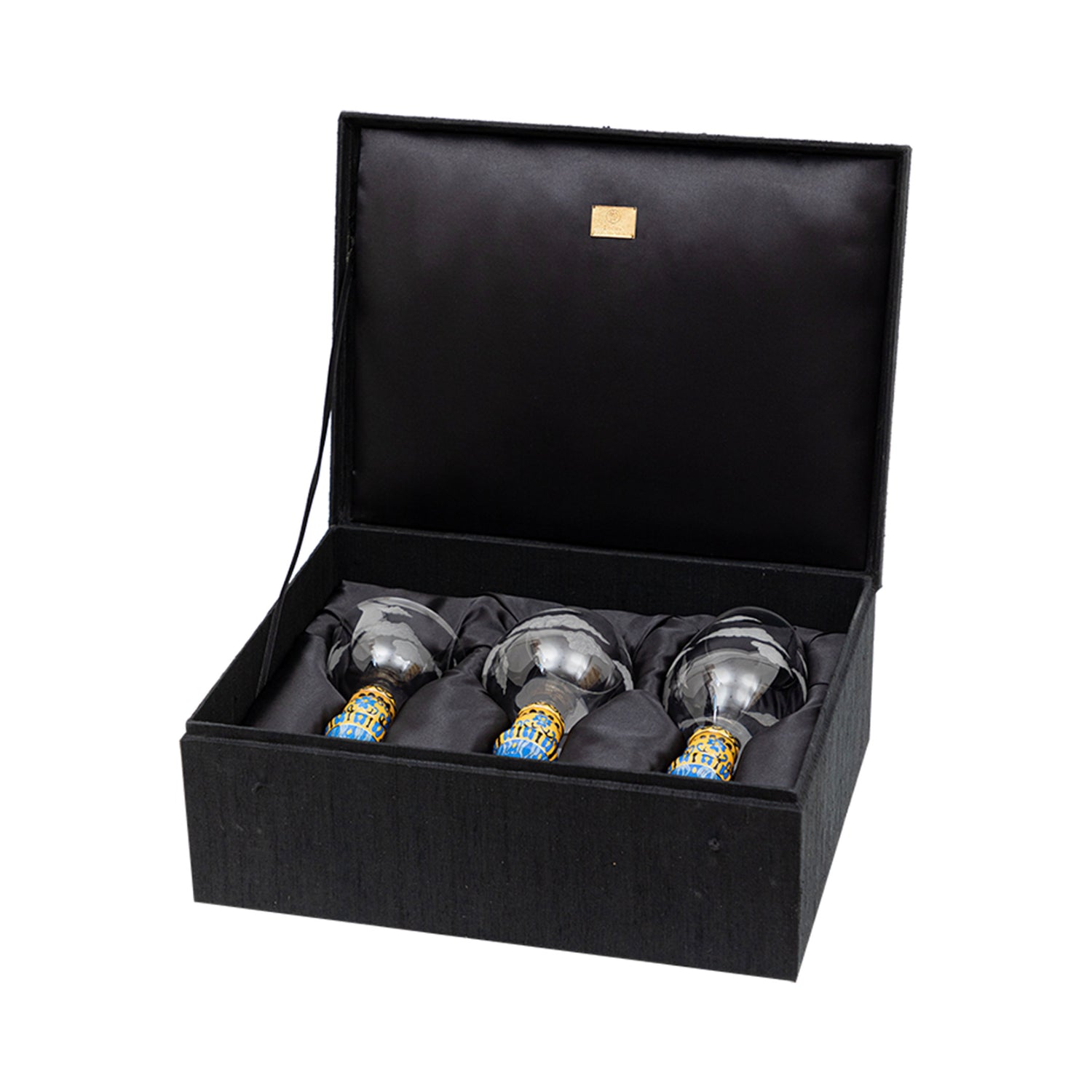 Crystal Goblet set with Chinese Cloisonne base (3pcs/set)