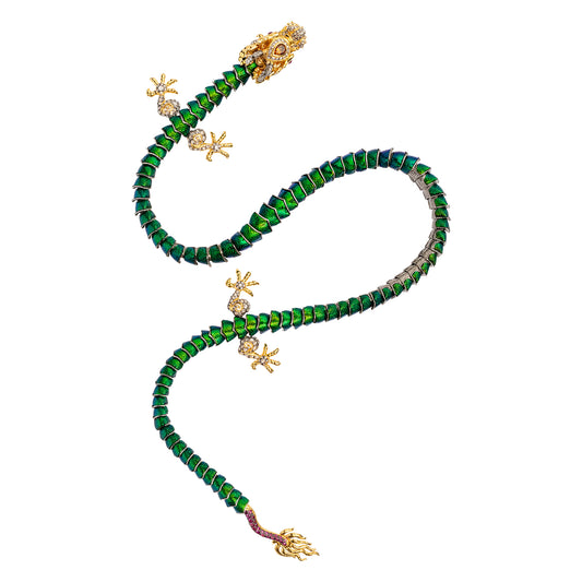 Scarab-Scaled Flexible Dragon Necklace