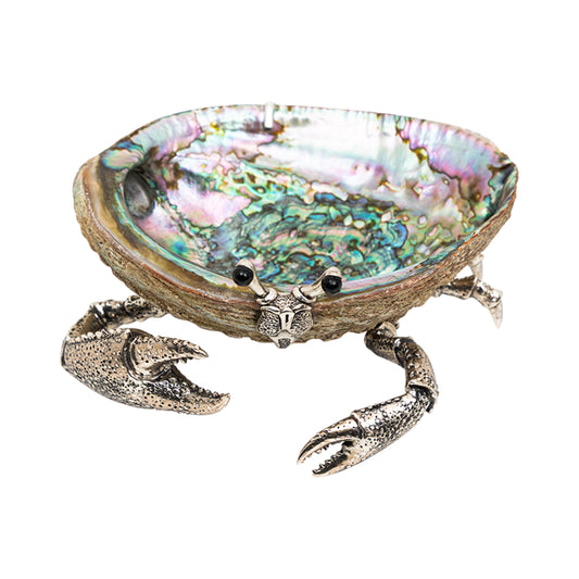 Abalone Shell Bowl with Silver Crab