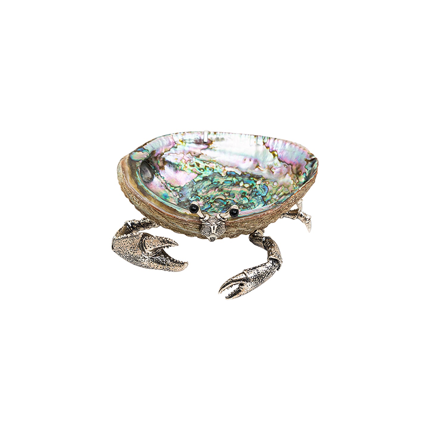Abalone Shell Bowl with Silver Crab