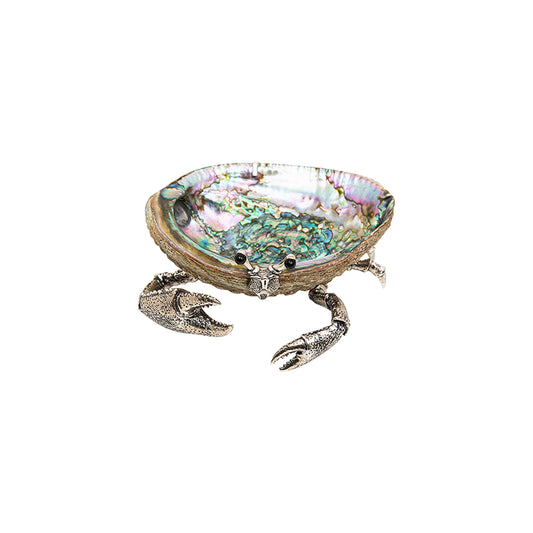 Abalone Shell Bowl with Silver Crab