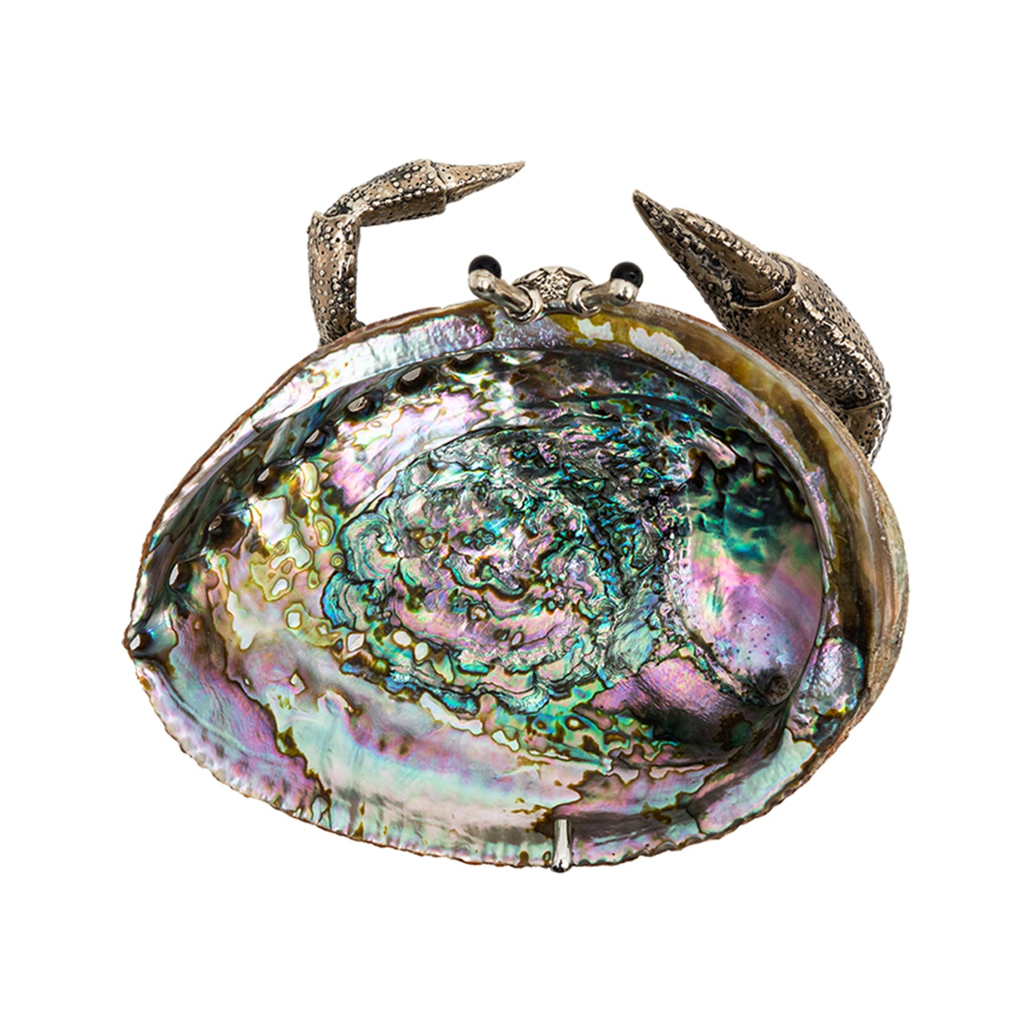 Abalone Shell Bowl with Silver Crab