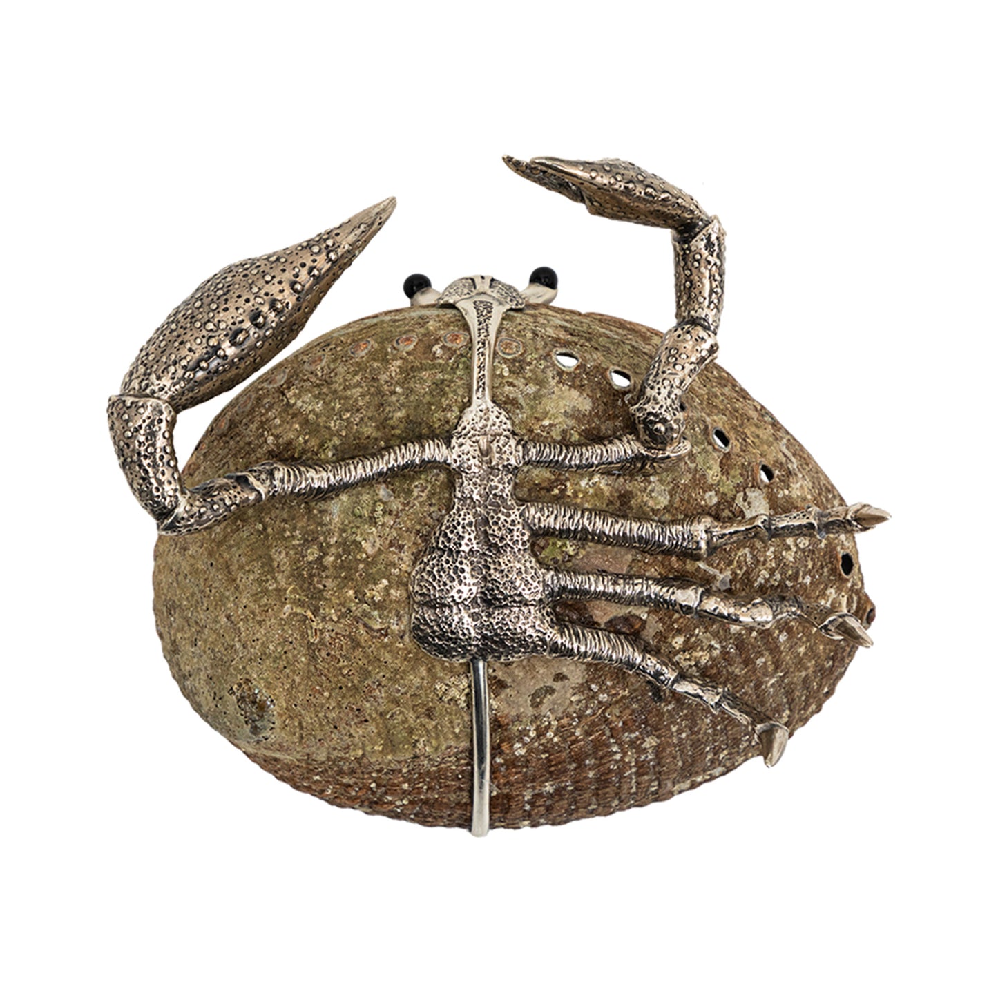 Abalone Shell Bowl with Silver Crab