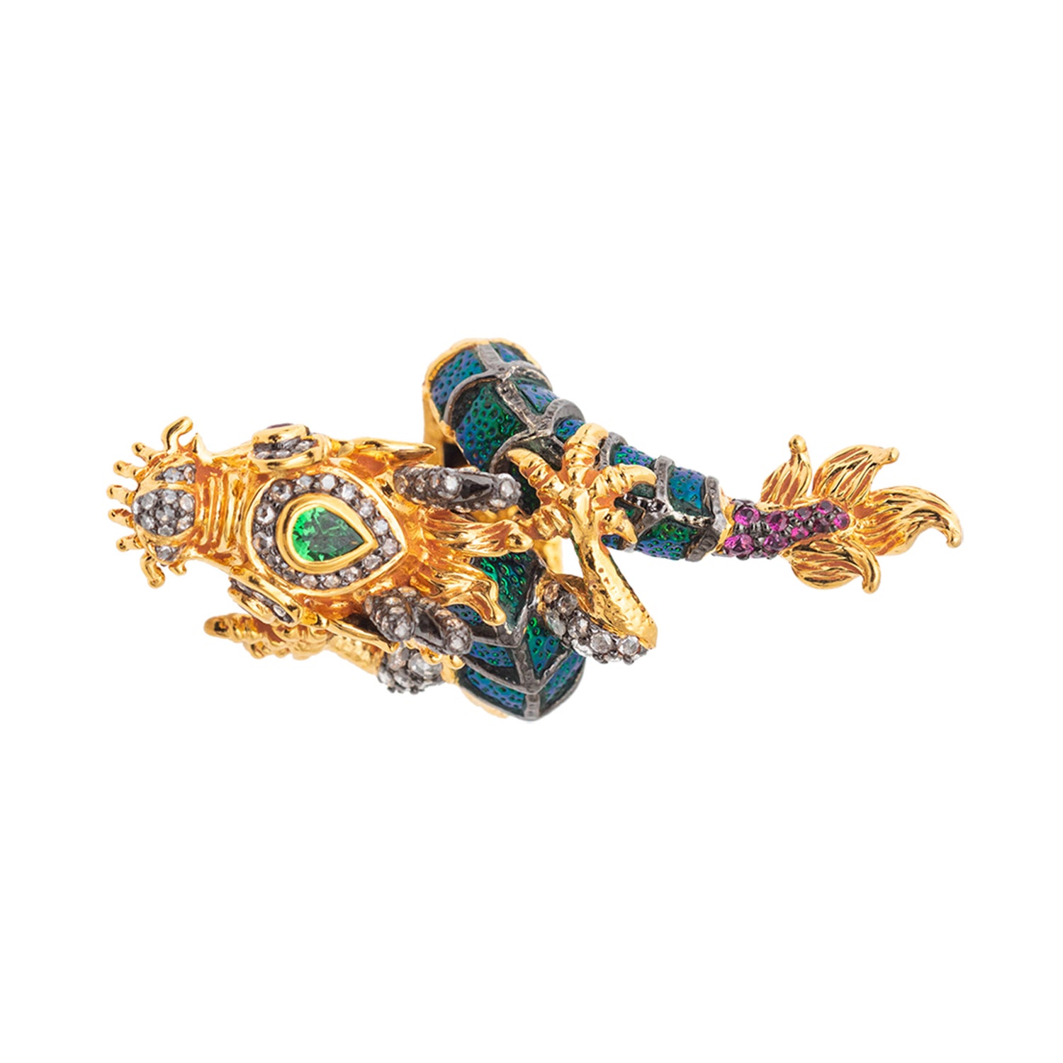 Dragon Ring with Scarab and Diamond