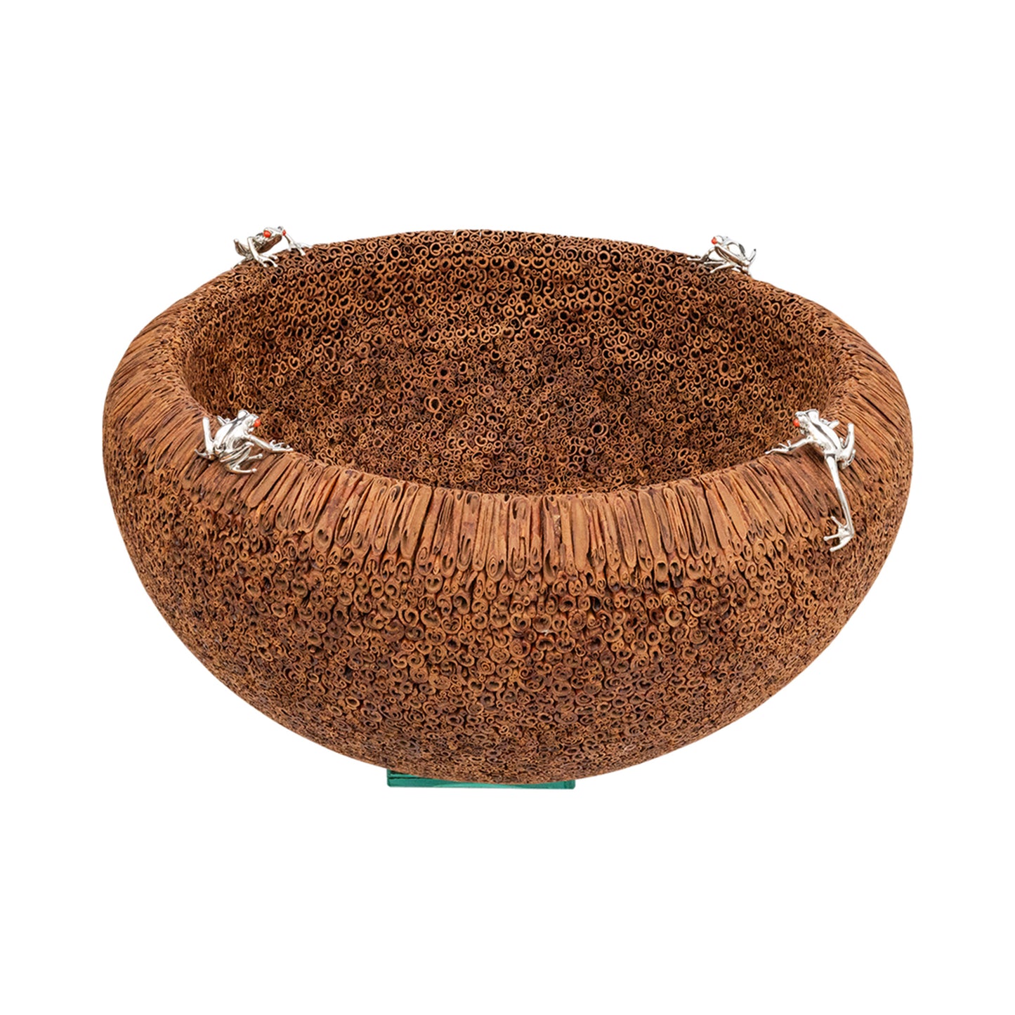 Cinnamon Bowl with Silver Frogs