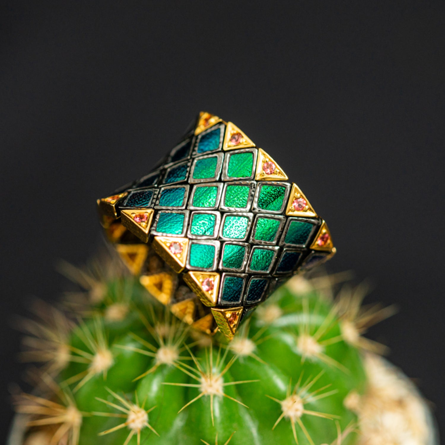 Scarab Flexible Ring with Pink Tourmalines