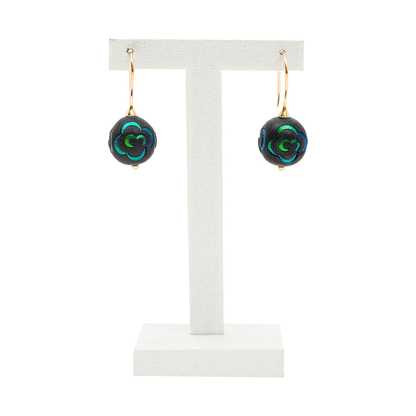 Scarab Inlay Bead Earrings