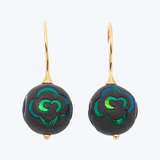 Scarab Inlay Bead Earrings