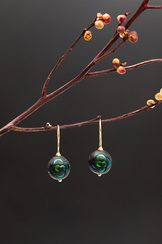 Scarab Inlay Bead Earrings