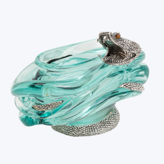 Glass Bowl with Silver Snake