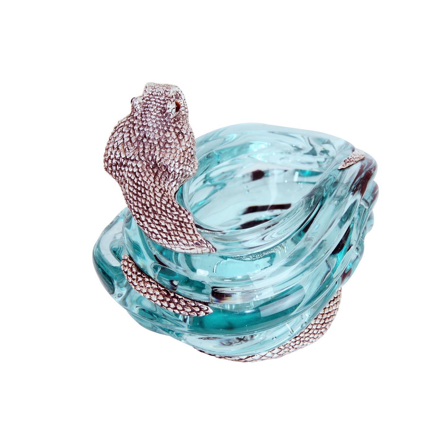 Glass Ashtray with Silver Snake