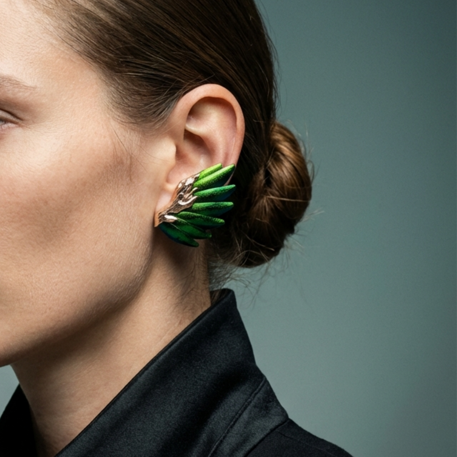 Scarab Earrings with 9K Pink Gold