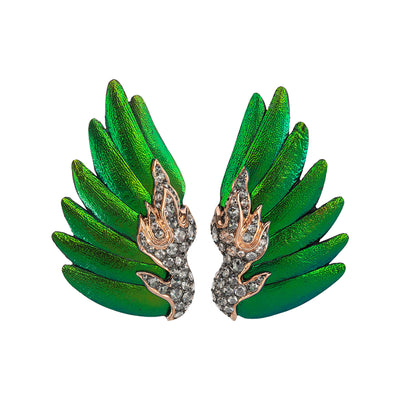 Scarab Wing Earrings with Diamond