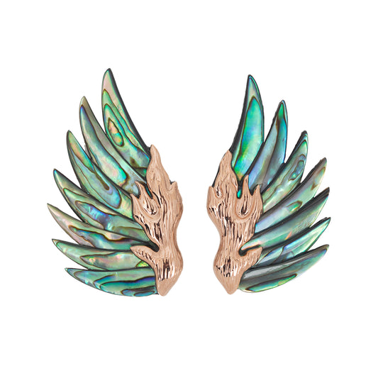 Carved Abalone  Shell Earrings with 9K Pink Gold