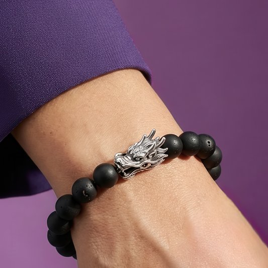 Chinese Zodiac Ebony Bead Bracelet - Year of the Dragon