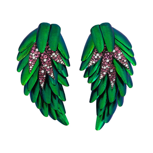 Scarab Cluster Earrings with Pink Tourmalines and Diamonds