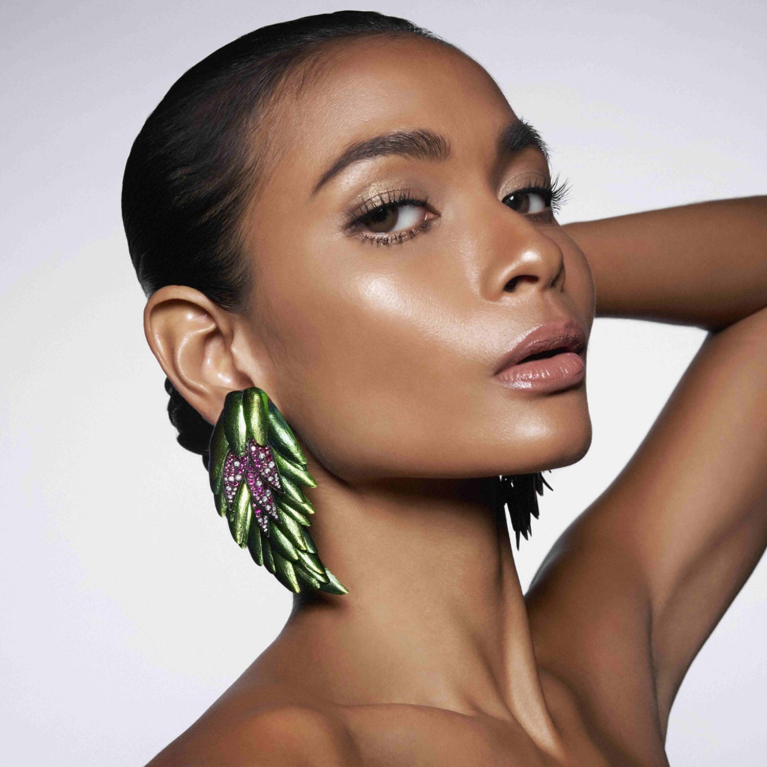 Scarab Cluster Earrings with Pink Tourmalines and Diamonds