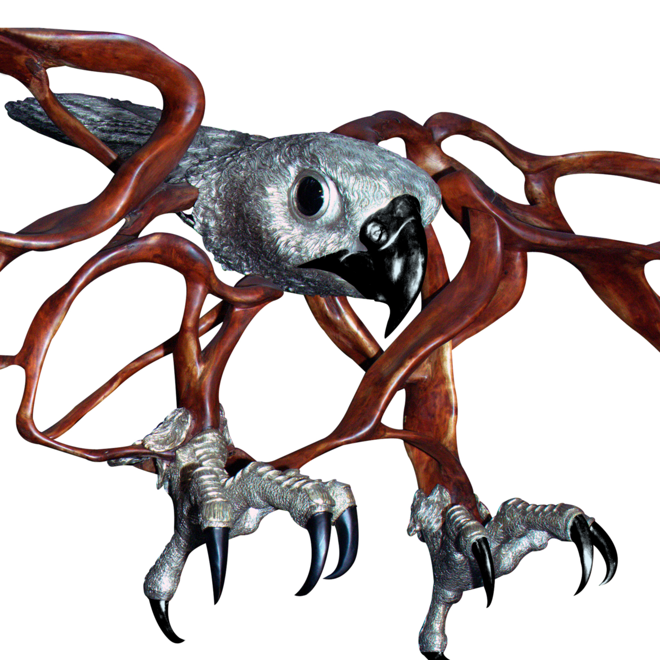 Mahogany Falcon Sculpture