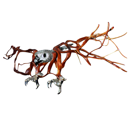 Mahogany Falcon Sculpture