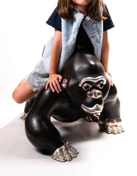 Brown Leather Gorilla Stool