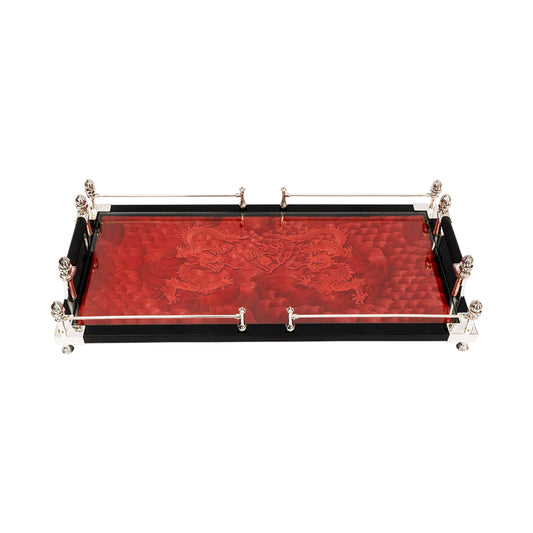 The Pearl Chasing Dragons Lacquer Tray (S)