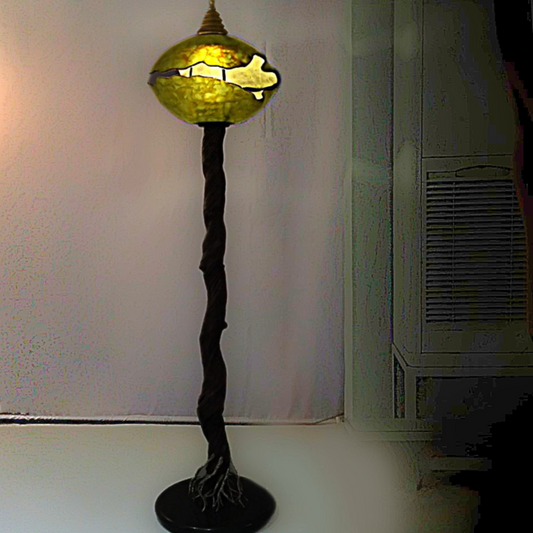 Glass Lamp with Silver Roots