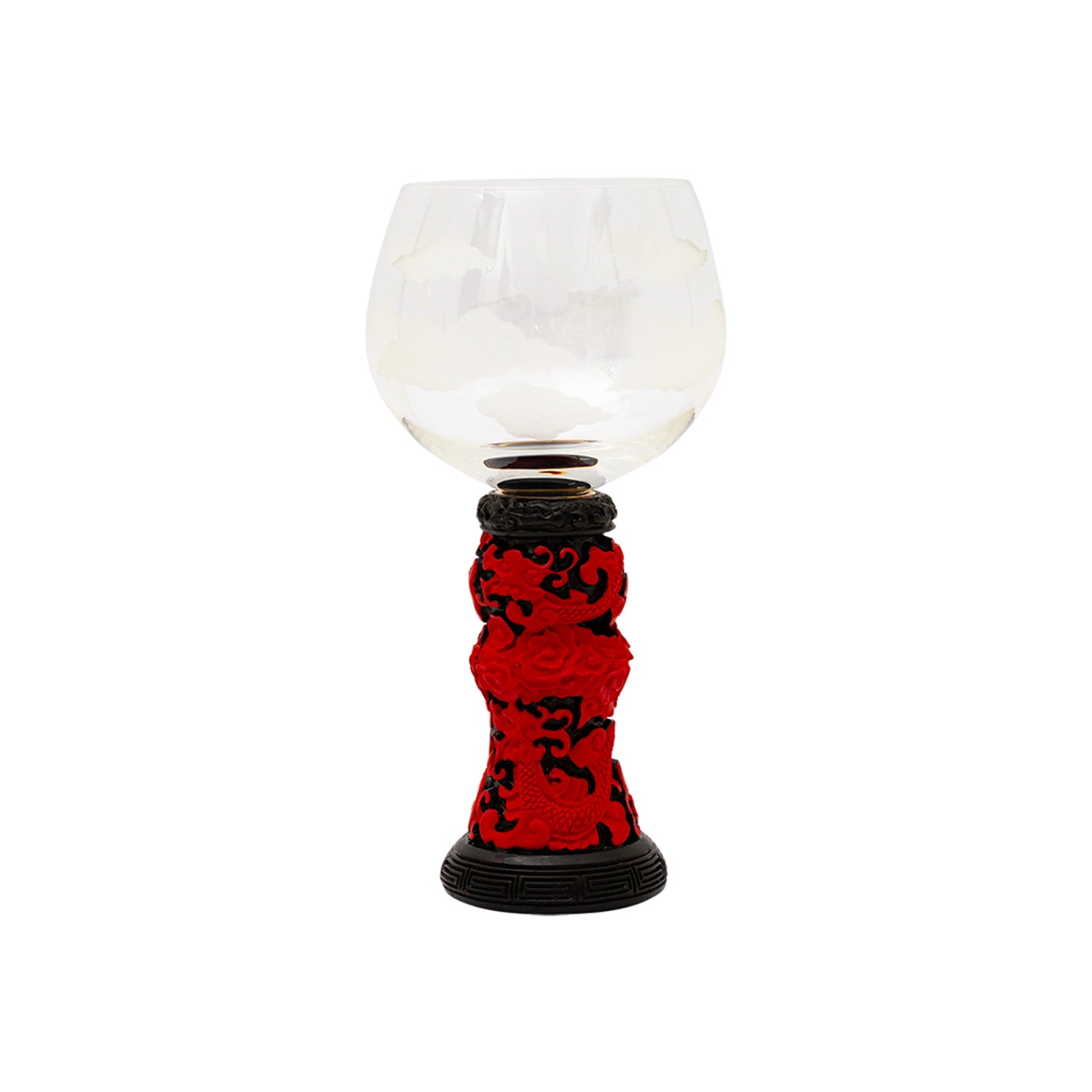Crystal Goblet Set with Red Lacquer Base (3pcs/set)