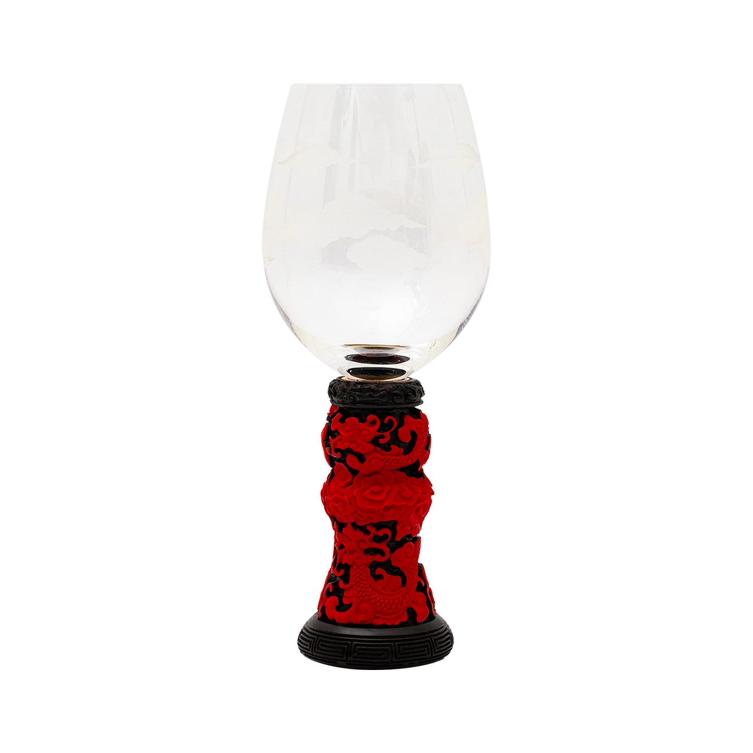 Crystal Goblet Set with Red Lacquer Base (3pcs/set)