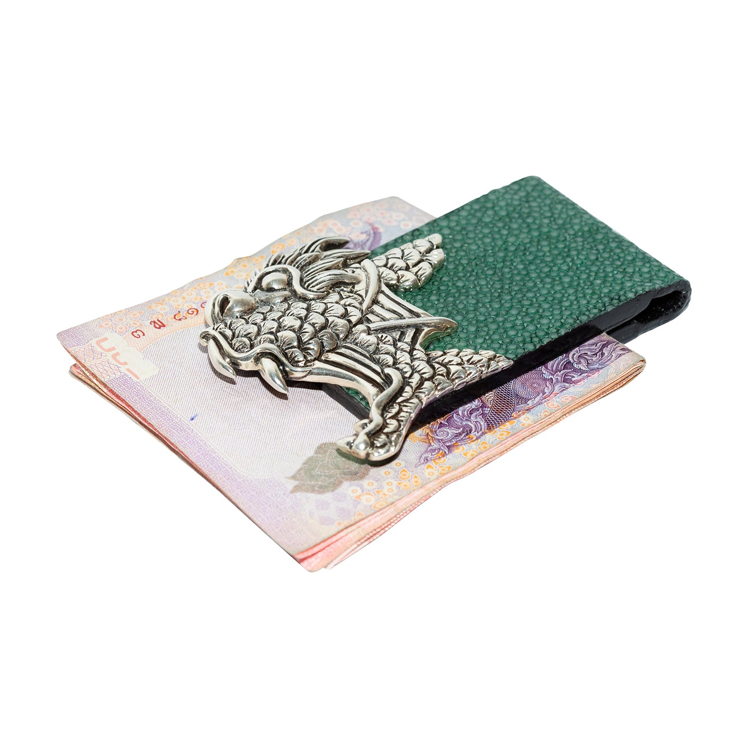 Galuchat Leather Money Clip with Dragon Fish
