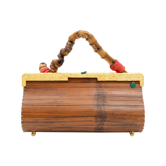 Silk Tassel, Enamel Frog and Cloisonné Bead Bamboo Placemat Handbag