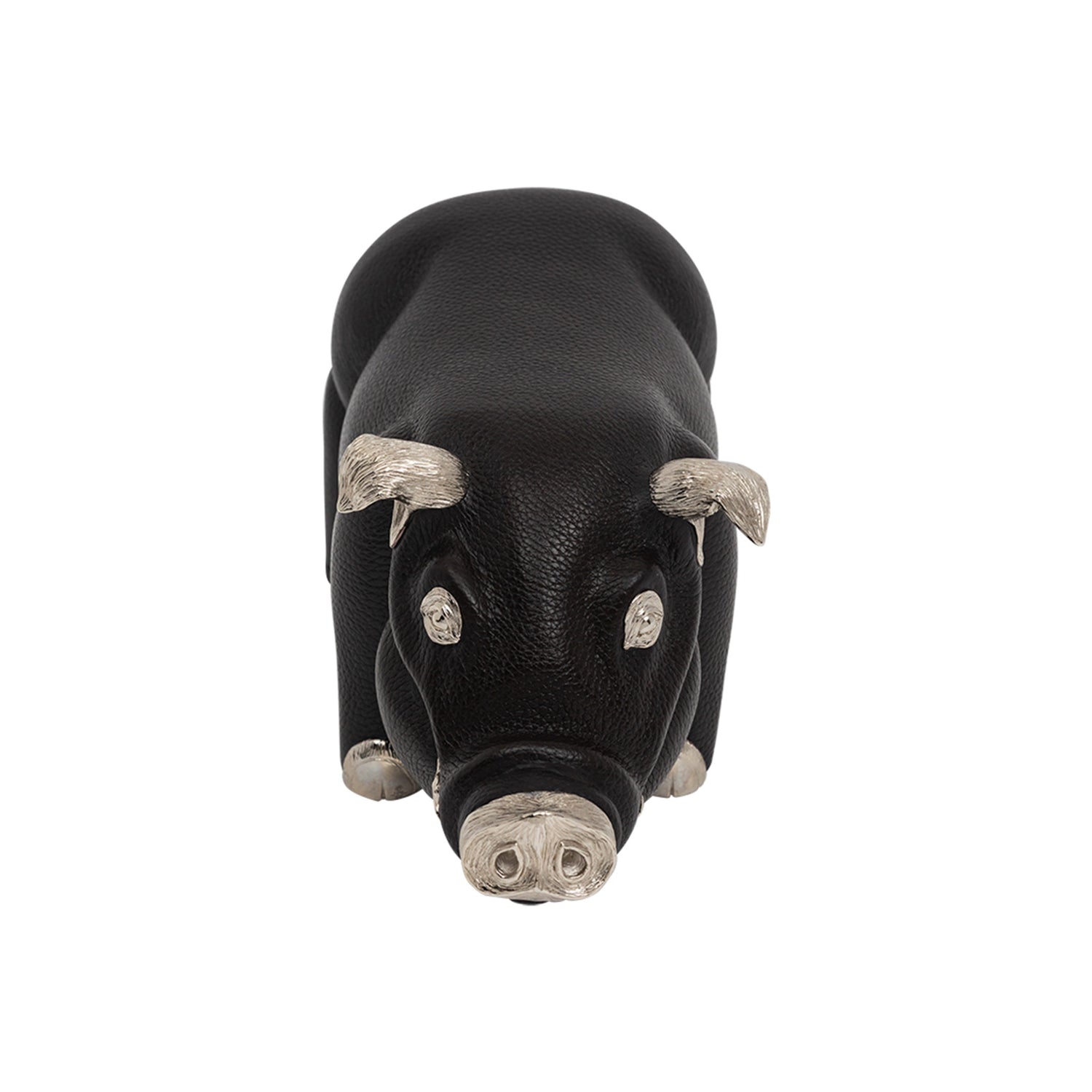 Brown Leather Pig Paperweight/Bookend