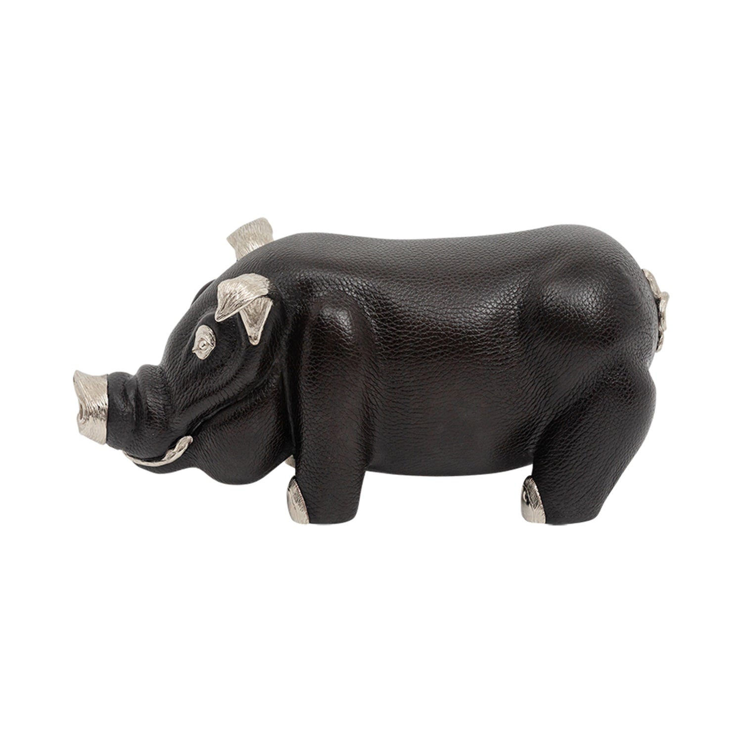 Brown Leather Pig Paperweight/Bookend