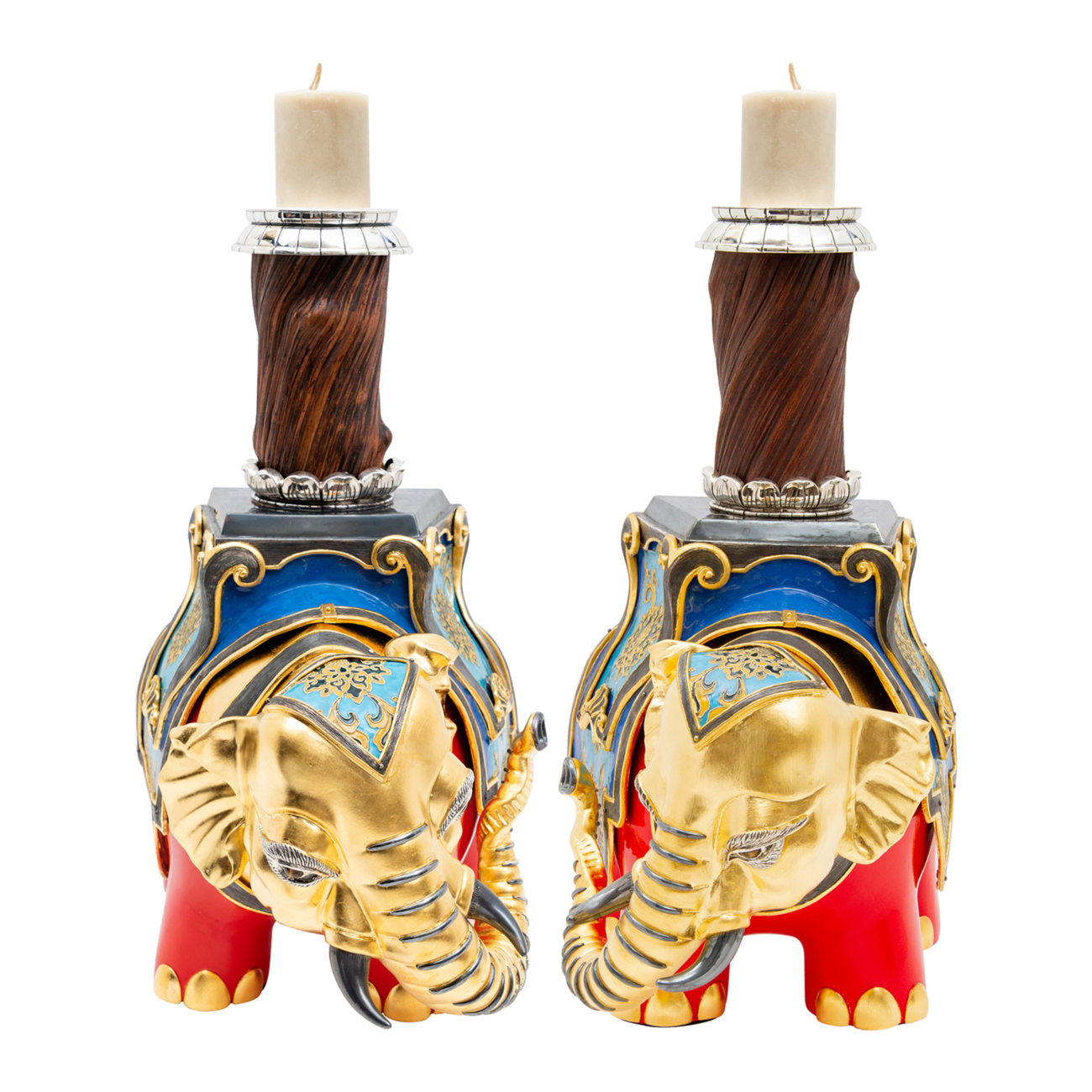 Royal Ceremonial and Festive Elephant Candle Holders
