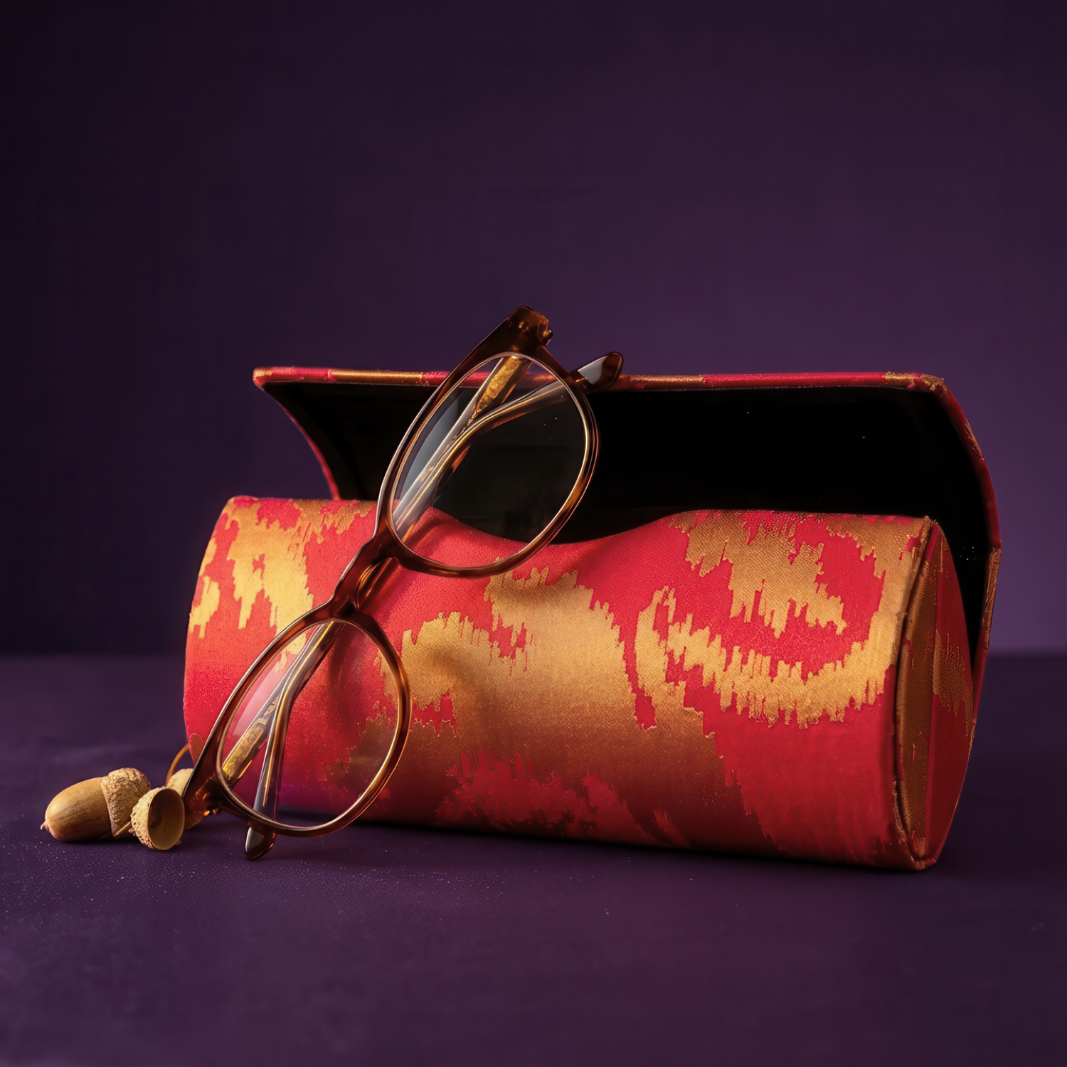 Spectacle Case with Colourful Textile