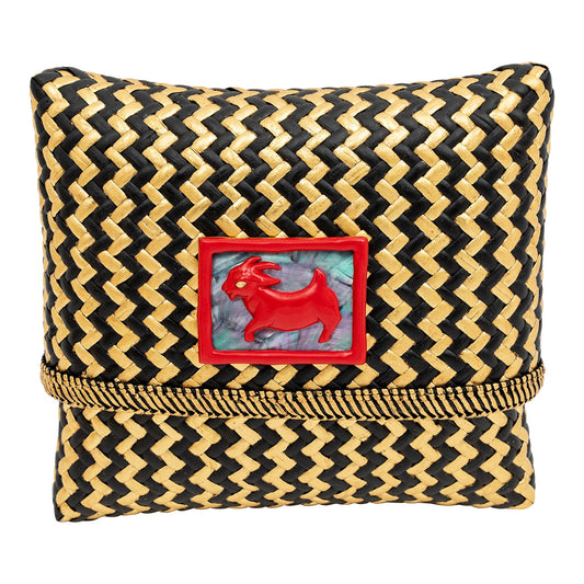 Tropical Woven Rattan Bags with Chinese Zodiac - Goat
