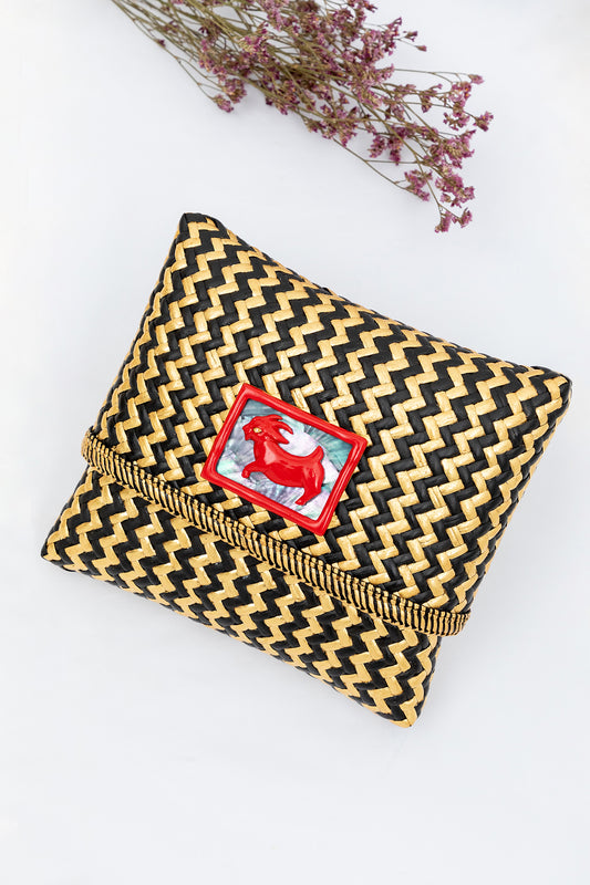 Tropical Woven Rattan Bags with Chinese Zodiac - Goat