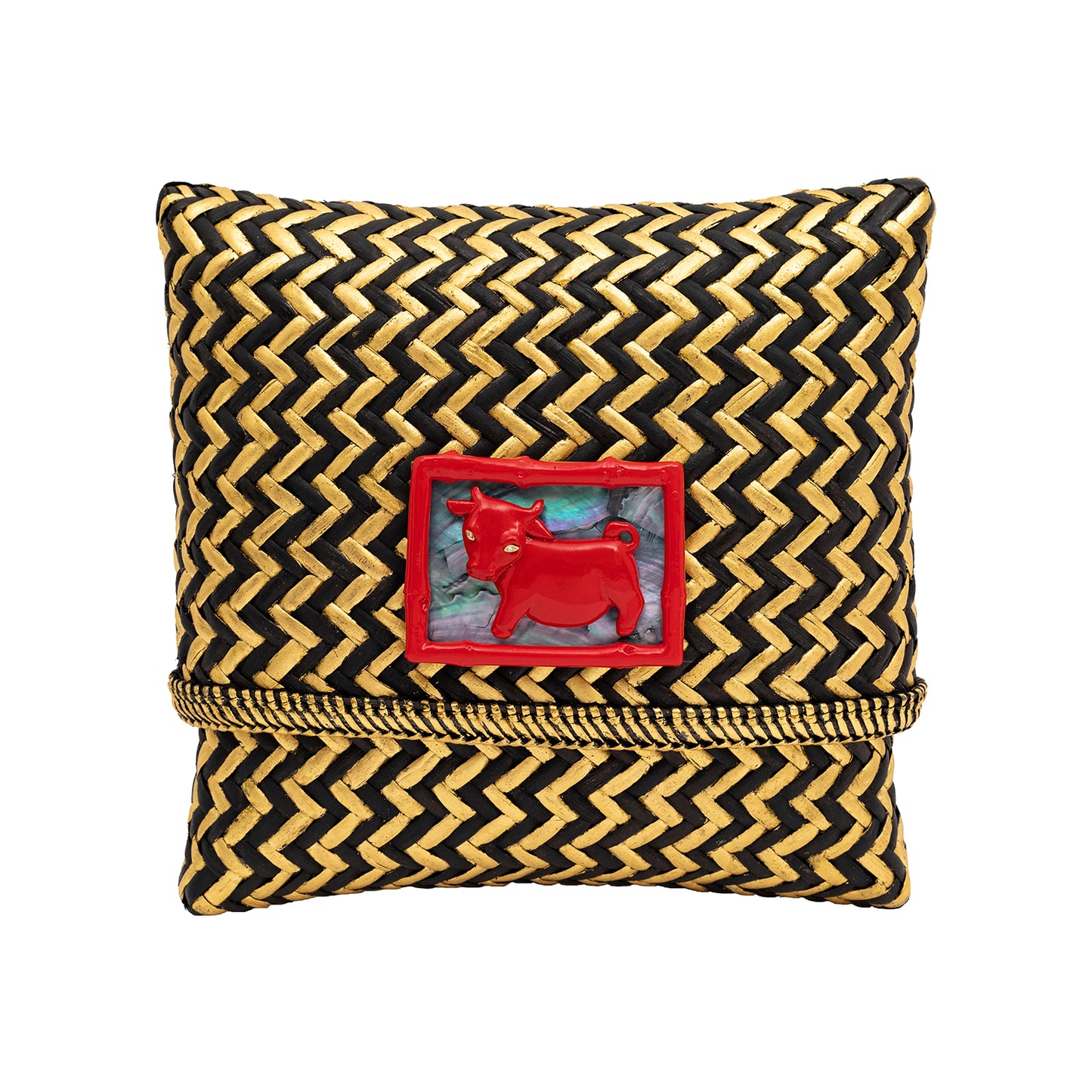 Tropical Woven Rattan Bags with Chinese Zodiac - Cow