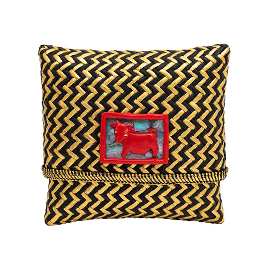 Tropical Woven Rattan Bags with Chinese Zodiac - Cow