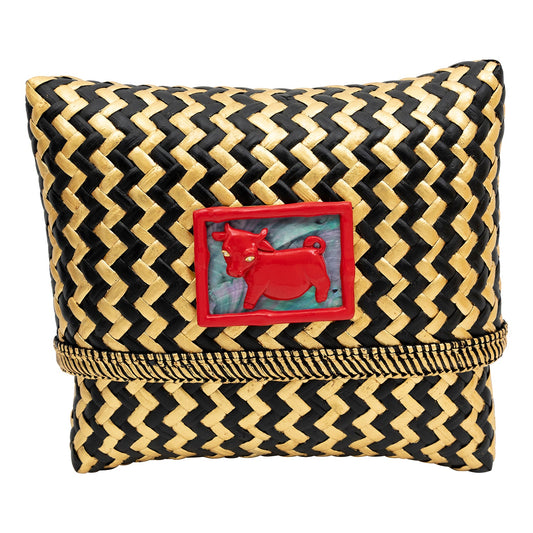Tropical Woven Rattan Bags with Chinese Zodiac - Cow