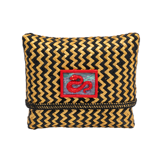 Tropical Woven Rattan Bags with Chinese Zodiac - Snake