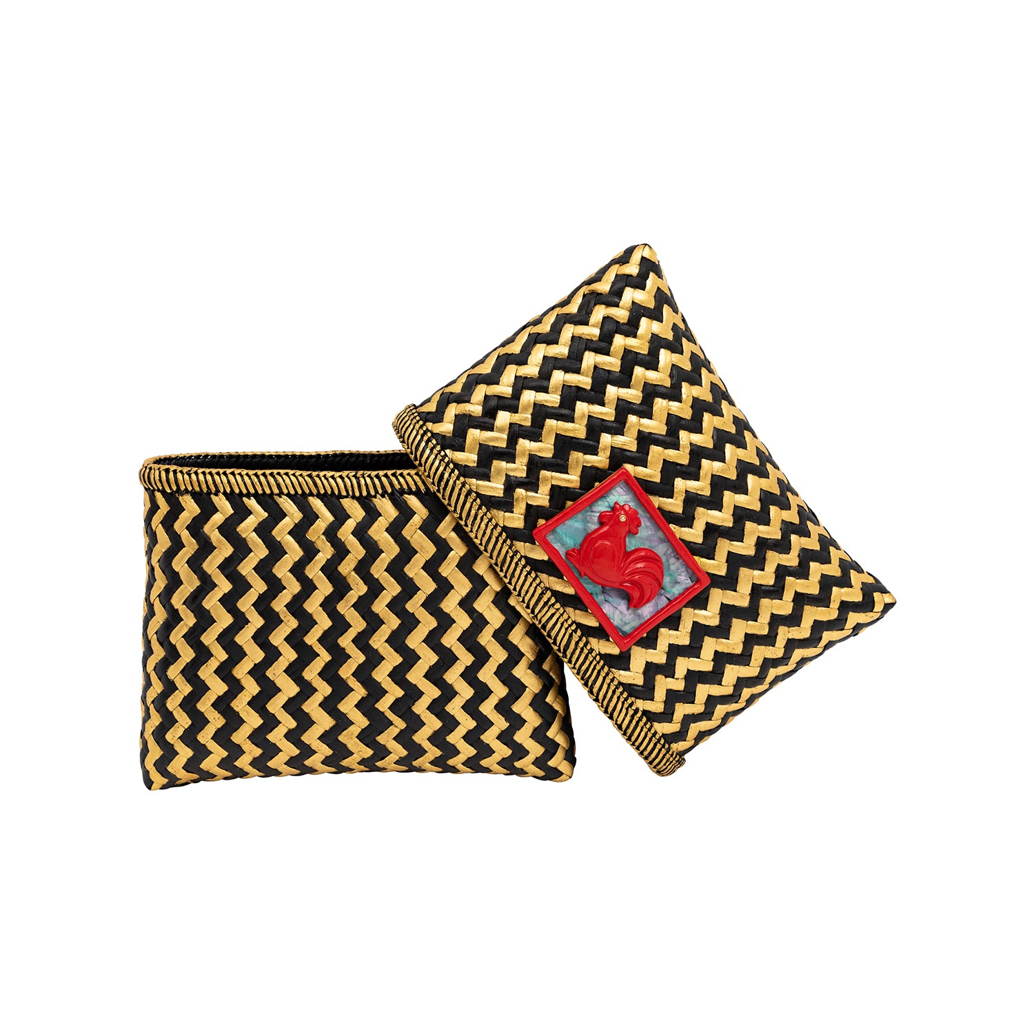 Tropical Woven Rattan Bags with Chinese Zodiac - Rooster