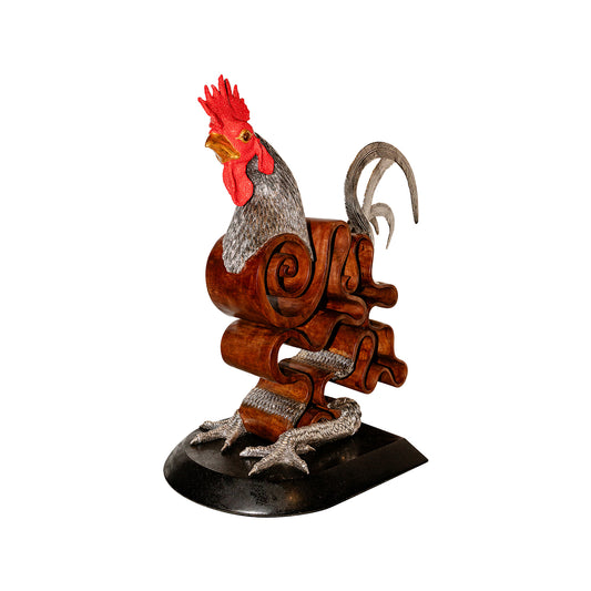 Red Comb Rooster Sculpture