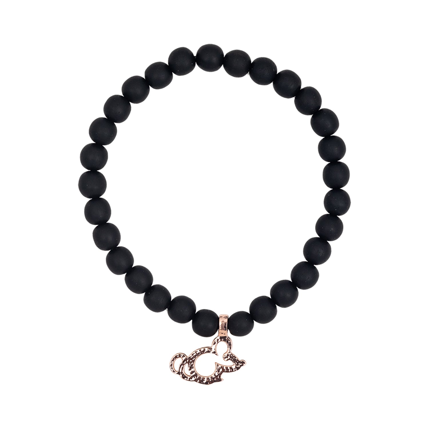Rat Charm Ebony Bead Bracelet with Diamonds & Tsavorites