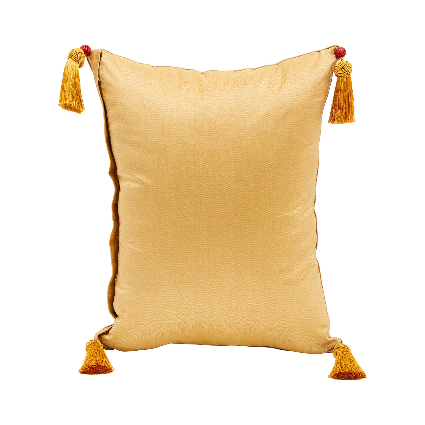 Gold Cushion with Oriole Bird, Red Lacquer Bead and Tassels
