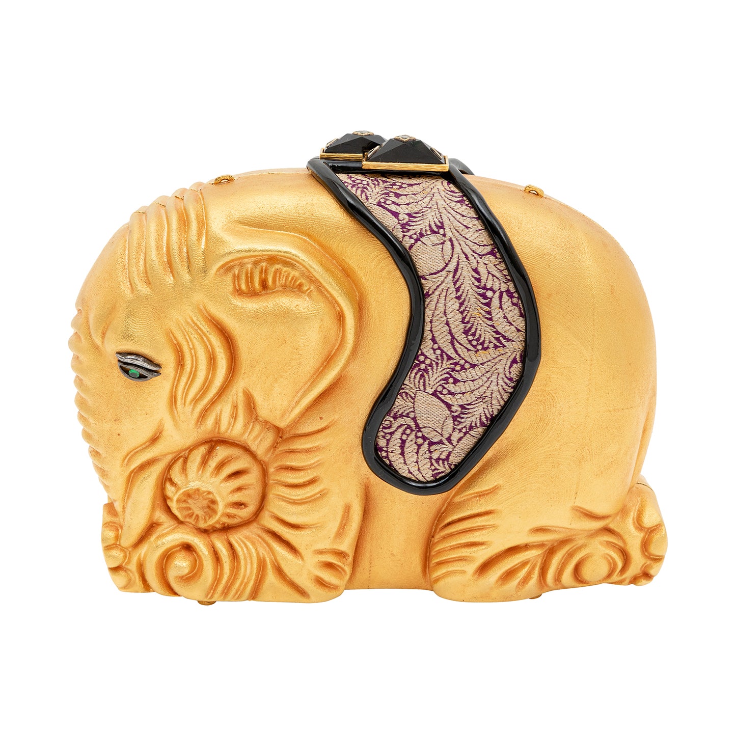 Golden Elephant Handbag with Tsavorite , Onyx and Pearl