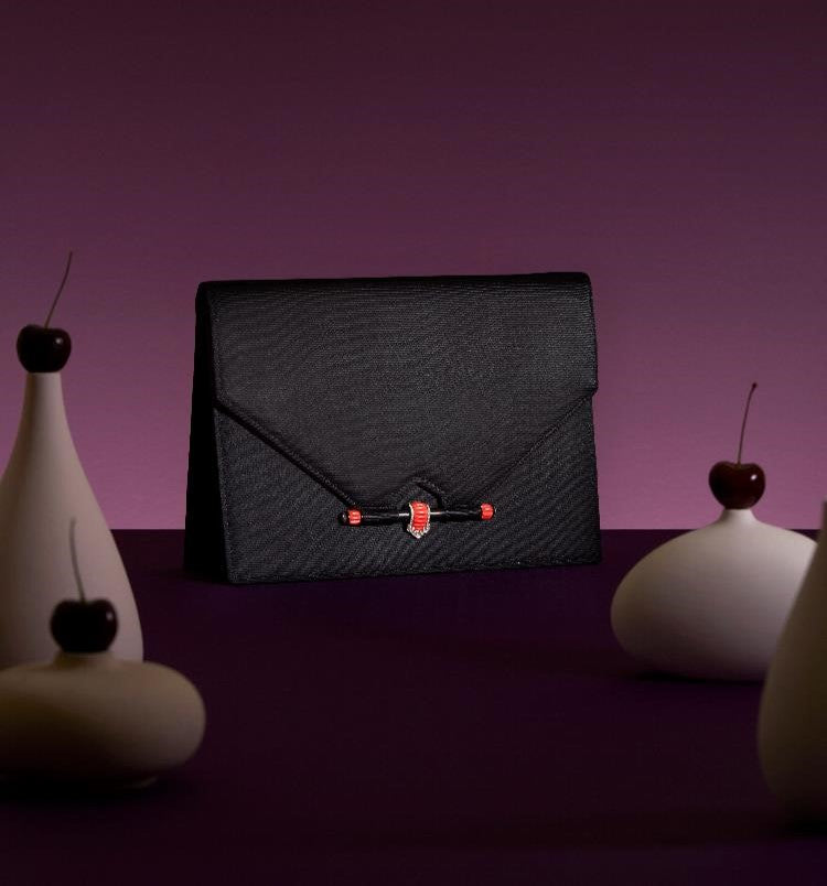 Minaudière clutch with Red Stone Diamond and Black Enamel