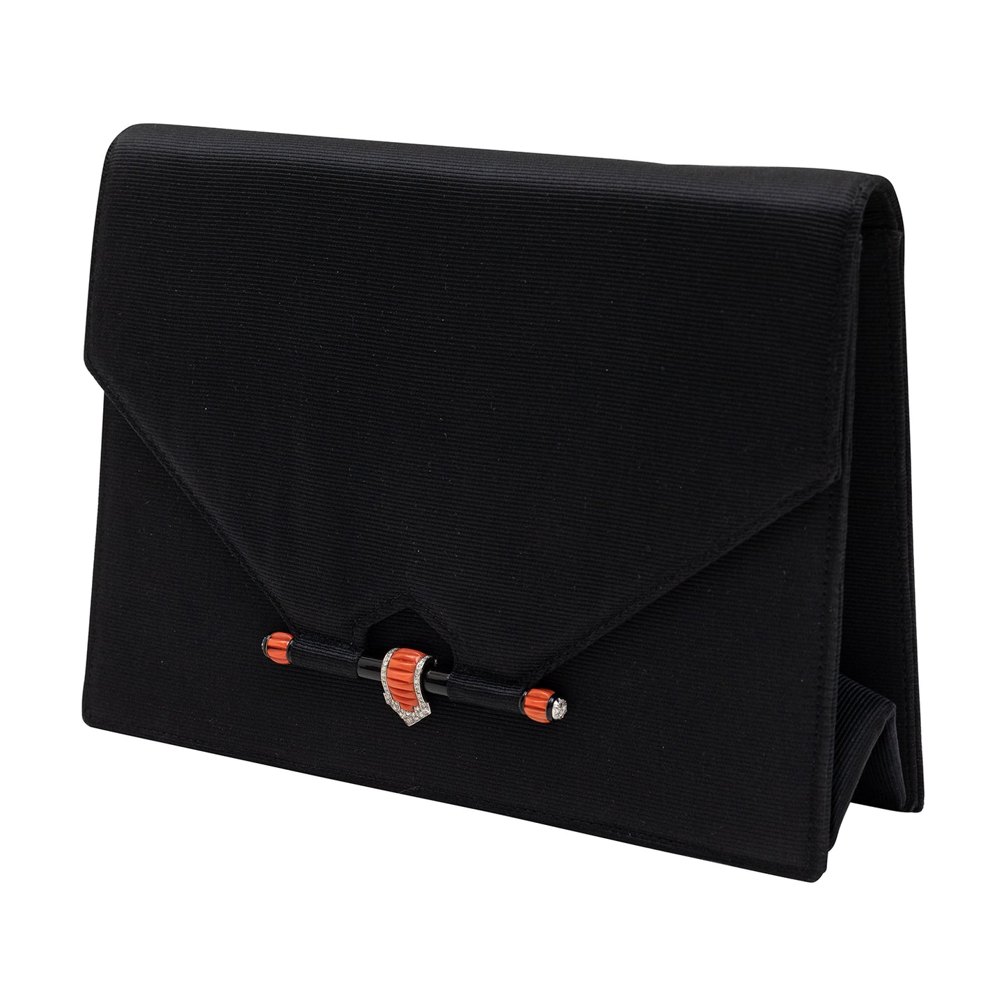 Minaudière clutch with Red Stone Diamond and Black Enamel