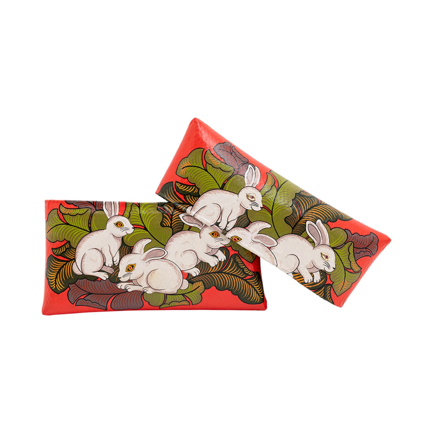 Hand Painted Rabbit Clutch with with Pink Tourmaline